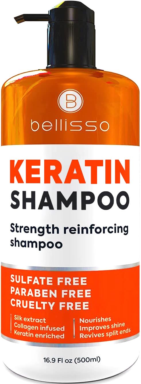 Photo 1 of Keratin Enriched Shampoo - Sulfate and Paraben Free - Anti Frizz Treatment for Women and Men – Professional Salon Grade Repair Formula with Silk Protein for Dry, Frizzy Damaged and Color Treated Hair