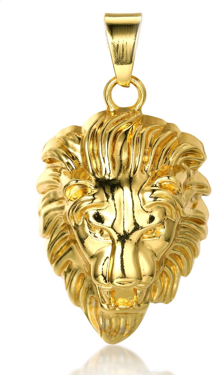 Halukakah ● Kings Landing ● Men's 18k Real Gold Plated 3D Lion Pendant Necklace with Free SharkTail Chain 30"