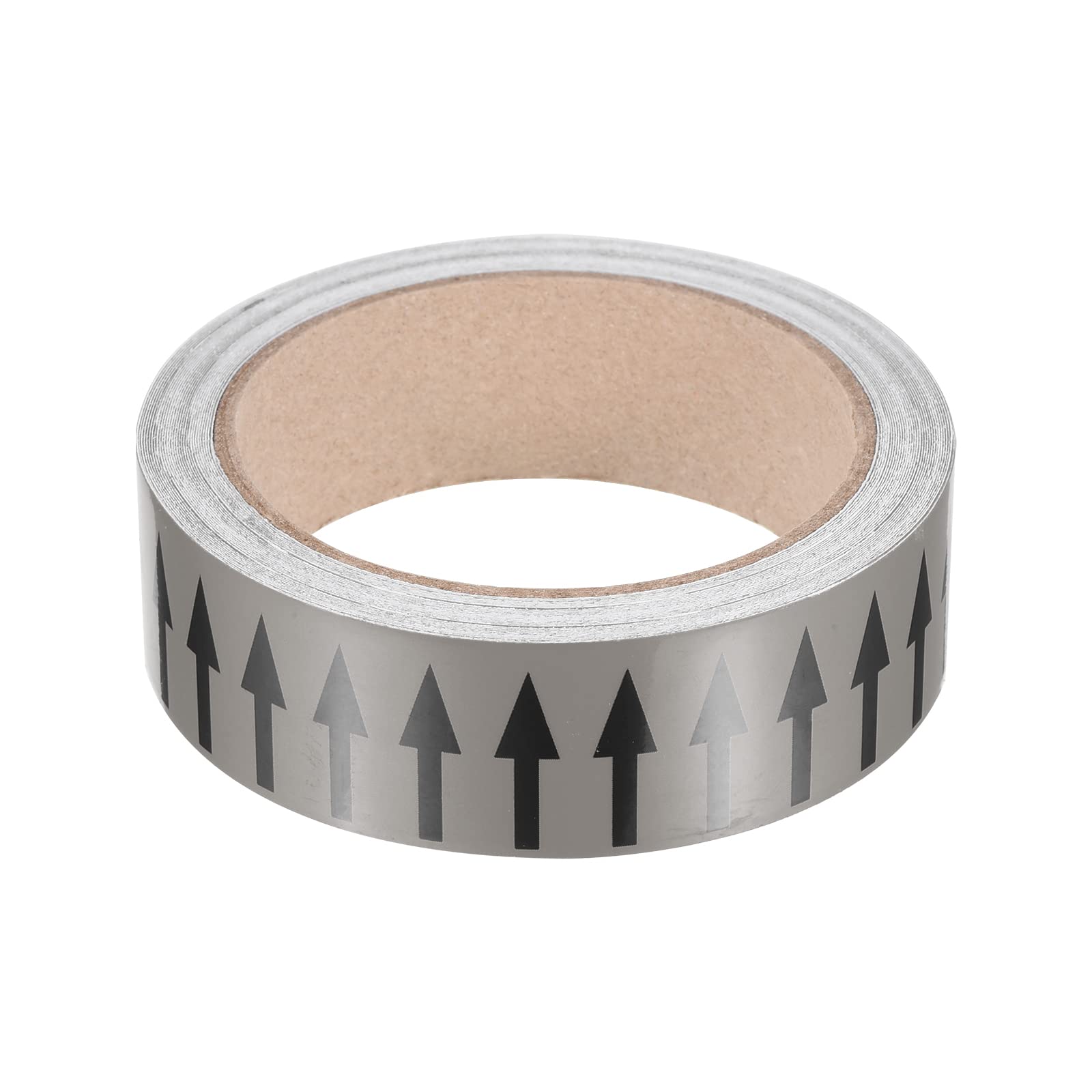 PATIKIL Flow Arrow Tape, Polyethylene Pipe Marking Sticker with Reflective Strips, Waterproof & Heat Resistant, for Pipe Flow Directional Identification, 1.2 inch x 33 ft, Gray/Black