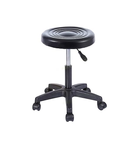 DuraComf Chromium Steel Height-Adjustable Revolving Stool with Wheels (Black)