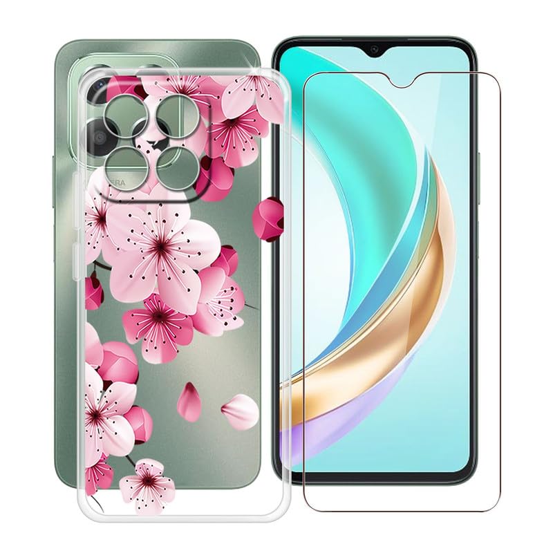HGJTFANY Case for Honor X6b (6.56") with 1 X Tempered Glass Screen Protector, Ultra-thin Shockproof Clear Shell, Soft TPU Bumper Phone Cover for Honor X6b - WM113