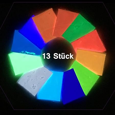 BZLine® 13 Stück Fluoreszierendes Pulver Selbstleuchtend Nights Selbstleuchtendes Farbpulver Glühen im Dunklen Sand Bunter Le
