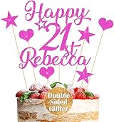 EDSG Personalised Cake Topper Multicolour Non-Shed Glitter 7x4.3in Pink view 1
