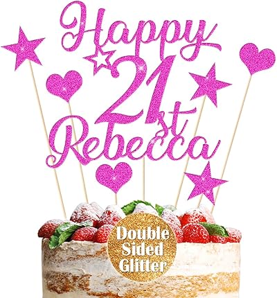EDSG Personalised Cake Topper Multicolour Non-Shed Glitter 7x4.3in Pink