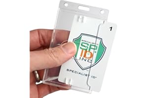 3 Pack - Crystal Clear Heavy Duty Badge Holder - Vertical Hard Plastic ID Badge Holder for Badges - Rigid Case Single I'd Protector Access Card Holder for Lanyards, Clips & Reels by Specialist ID