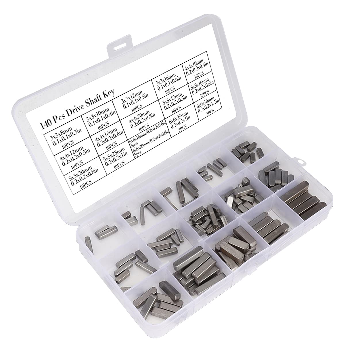Buachois 140 Pcs Drive Shaft Key Parallel 3-4-5-6mm Motor Shaft Keys Set Round Ended Feather Key Gear Shaft Drive Flywheel Key Pulley Crank