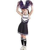 LOLANTA Girls Cheerleader Costumes Dresses Cheerleading Outfit Cheer Uniform Pom Poms