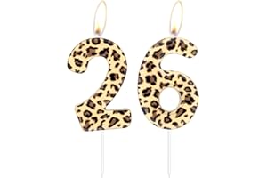 ININGER Number 26 Leopard Print Candles, Cheetah Birthday Cake Candles, Animal Print Party Decorations