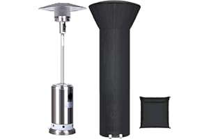 HUALEDI Patio Heater Cover Waterproof with Zipper and Storage Bag,Outdoor Heater Cover Has Dustproof,Wind-Resistant,UV-Resistant,Snow-Resistant Features for Patio Heater, 89'' Height x 33" Dome x 19" Base