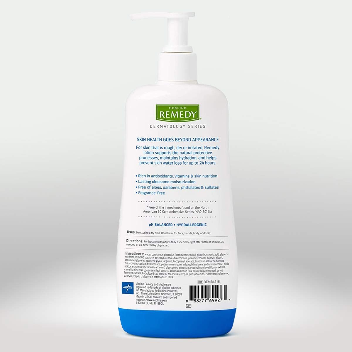 Remedy Dermatology Series Body Lotion for Dry Skin, 12 Oz, Unscented Lotion, Paraben Free, Lotion for Sensitive Skin, White: Health & Personal Care