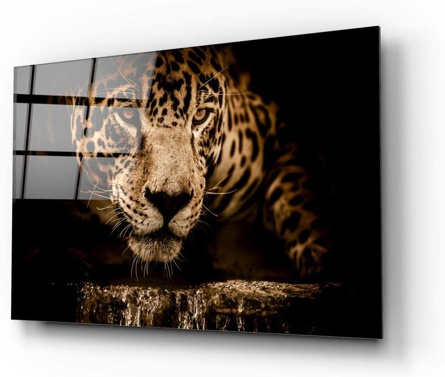 insigne Leopard UV Printed Glass Painting 110x70 cm