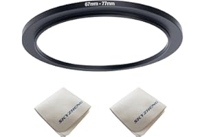 SKYZHENG 67mm Lens to 77mm Camera Lens Adapter 67mm to 77mm Step Up Ring Adapter Ring for All Brands of UV ND CPL, with Premium Lens Wiping Cloth 2 Pack (67mm-77mm)