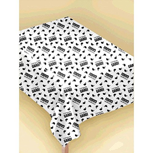 Amscan Flying Colors Graduation Party School Table Covers, White, 54