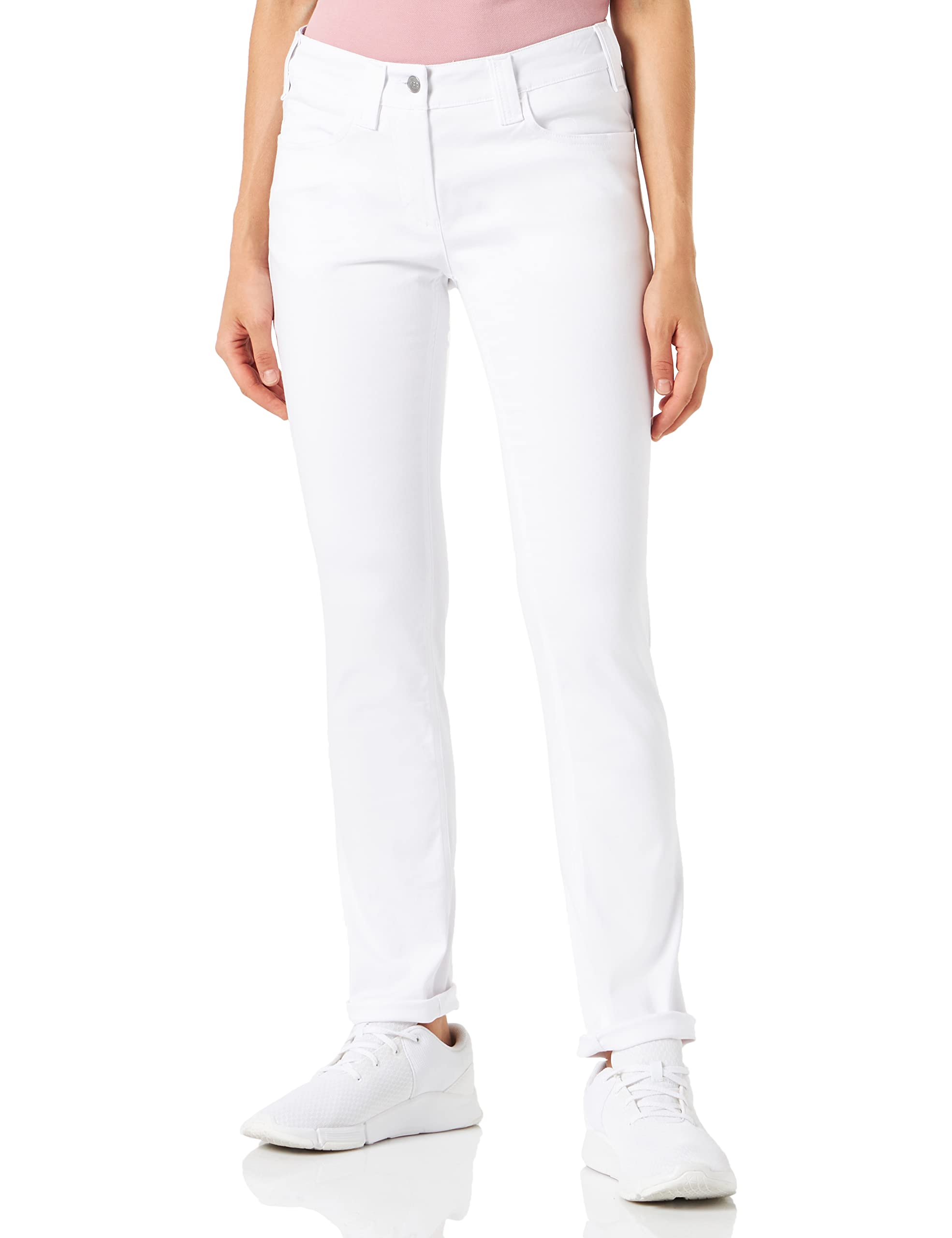 BP 1755-311-0021-38/32 Stretch Fabric Slim Fit Jeans for Women, 65% Cotton/30% Polyester/5% Elastane, White, 38/32 Size