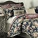 Waverly Sanctuary Rose Modern Farmhouse Floral 4-Piece Reversible Comforter Set, Queen, Heritage Blue