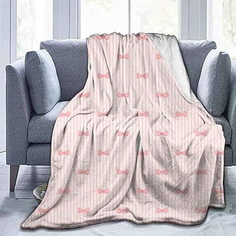Amazon クリスマスブランケット ライトウェイブランケット ベビー 蝶ネクタイ付き縦縞ペールパレットイラスト ラブリーバレンタインデー ローズペールピンクコージーラグジュアリーベッドブランケット 70 X93 150x0 ブランケット 毛布 オンライン通販