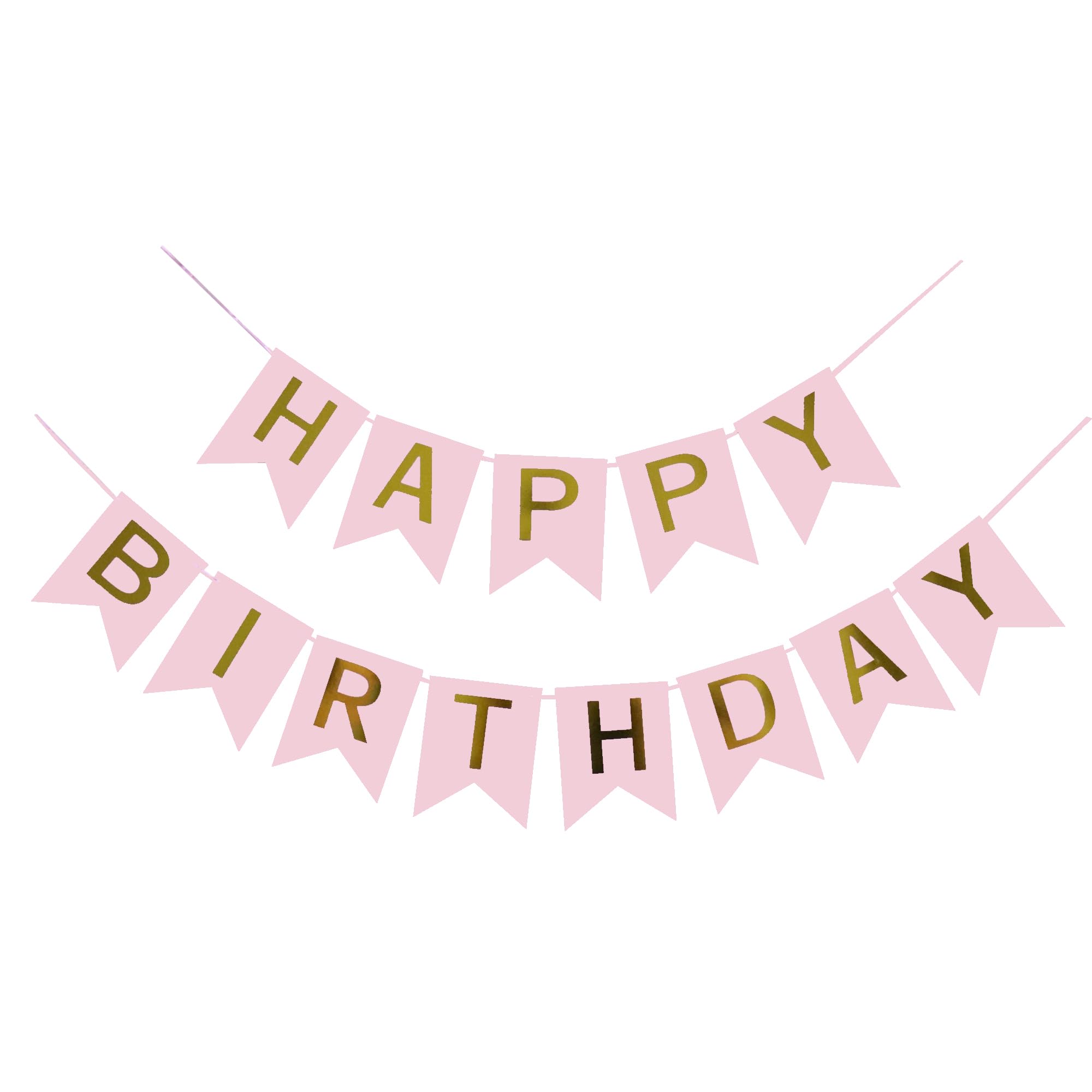 iiCheerful Happy Birthday Banner Pink Birthday Signs Party Supplies Garland Decorations Nursery Hanging Decor (Soft Pink)