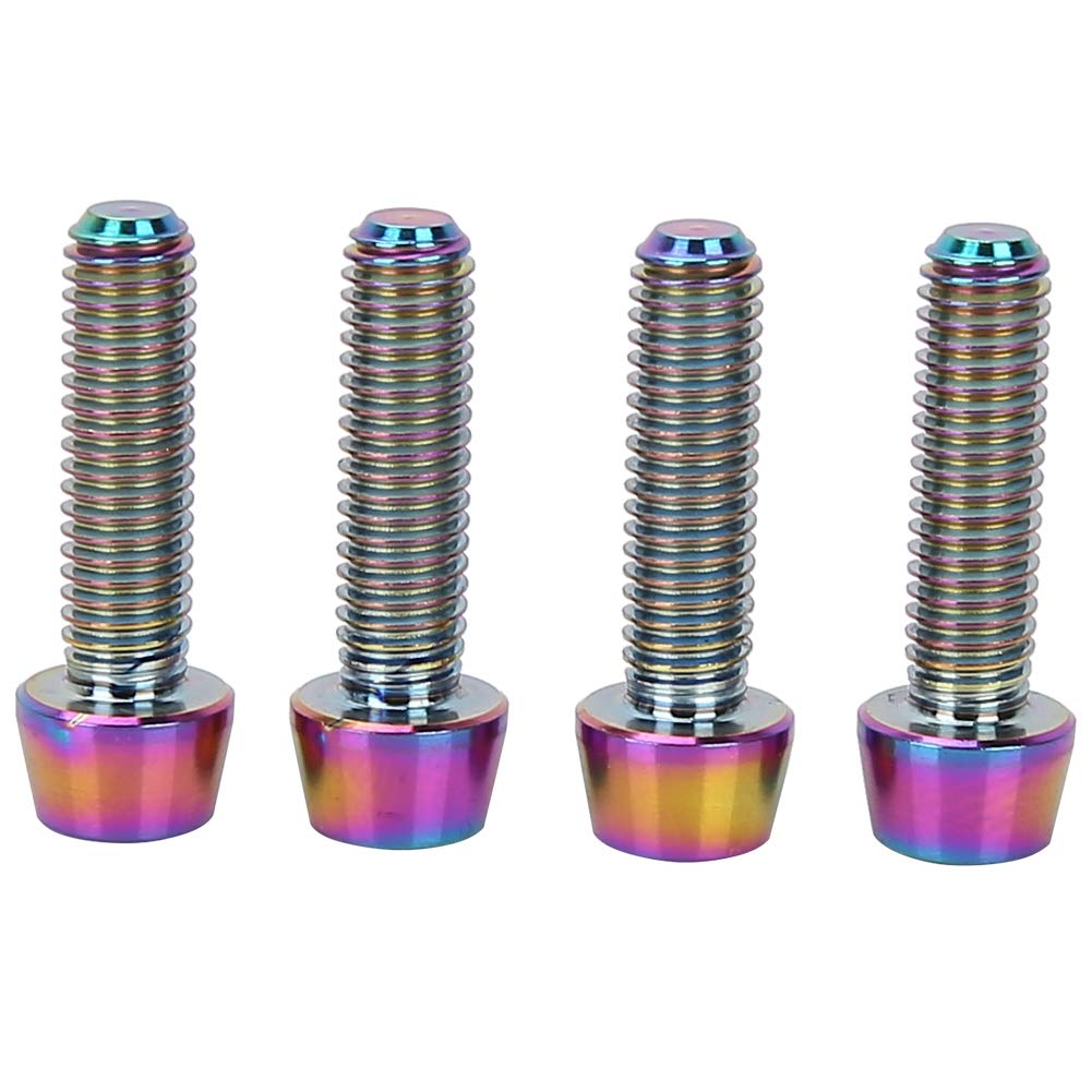 Mountain Bike Stem Bolts, 4Pcs Set, Sturdy & Lightweight Titanium Alloy Bike Screws, M5*18mm Tapered Design for Mountain Biking, Road Cycling, BMX, and Commuting