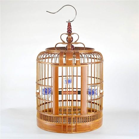 Amazon Co Jp 鳥かご ケージ 手作りの鳥かご 古い竹3つの革のケージの大きな鳥のケージ ムクドリツグミ鳥かご鳥かご 持ち運びに便利な鳥かご Color Brown B Size 33 33 47 Cm ペット用品