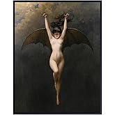 Gothic Wall Decor for Women 11x14 - Creepy Bat Wall Art for Wicca, Wiccan, Gypsy - Goth Witch Decorations, Witchy Gifts for Women - Paganism, Celtic, Medieval Art for Girl, Woman - Replica Painting