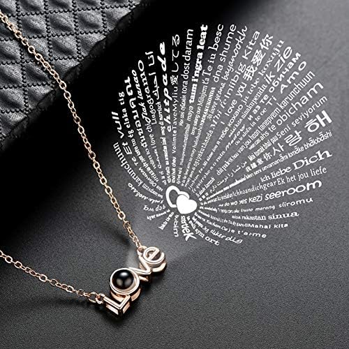 ngratyhJohn Necklaces For Women & Girl Valentine's Day Birthday Anniversary Gift, Fashion Women Hundred Languages I Love You Projection Pendant Necklace Jewelry - Silver