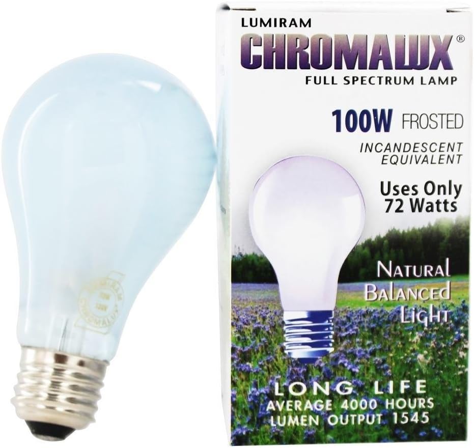 Chromalux Light Bulb Frosted Full Spectrum (100 Watt) 1 Count, Incandescent Bulbs Amazon Canada