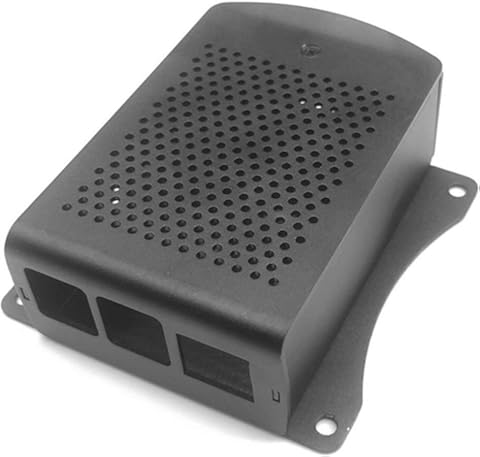 Sylvialuca Para Raspberry Pi 4B Caja de Aluminio Caja de Carcasa de Metal Negro con Ventilador Caja Negra para RPI 4 Modelo B RPI 4B