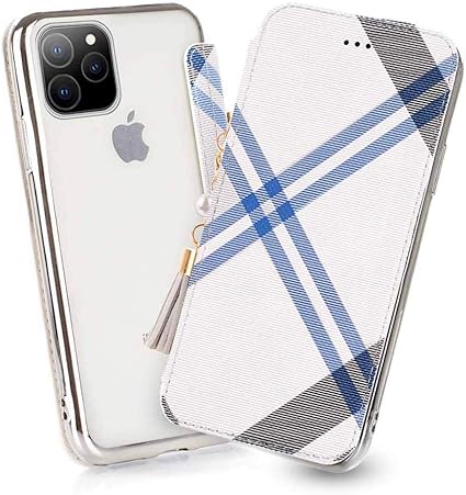 Amazon Iphone 11 Pro ケース手帳 かわいい 格子 携帯カバー アイフォン11 Pro ケース 財布型 カバー 手帳型 スマホケース アイフォン11 Pro 携帯ケース チェック柄 タッセル 人気 透明スリムケース グリッド ビジネス 大人風 シンプル メッキ加工 カバー 携帯電話