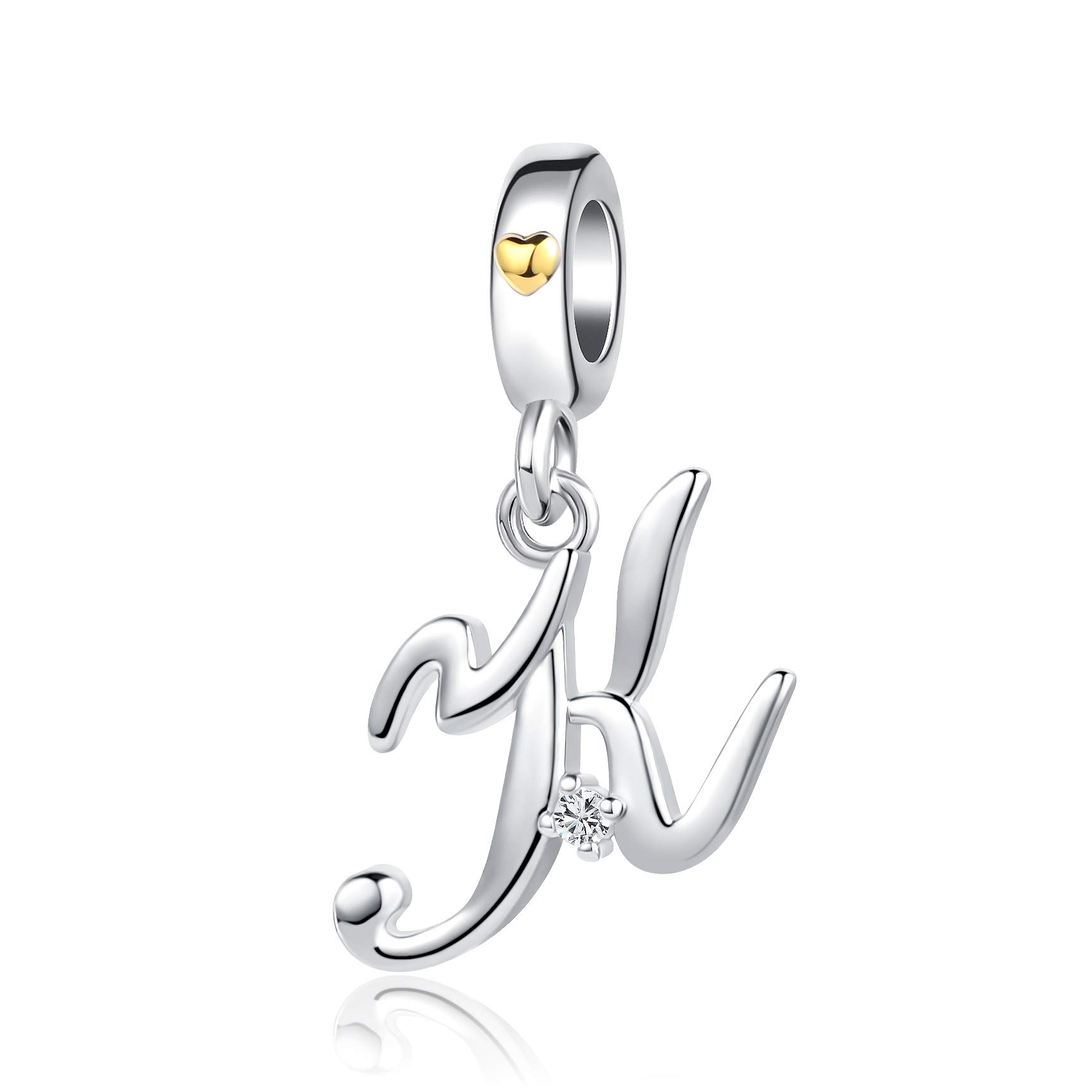 K Initial Letter Name Charms fit Pandora Charms Bracelets Gold Heart Birthday Jewellery Gift for Women Daughter Family