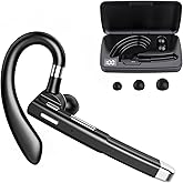 Bluetooth Headset,Wireless Bluetooth Earpiece with 500mAh Charging Case 80 Hours Talking Time，V5.1 Hands-Free Earphones with Built-in Mic for Driving/Office/Business, Compatible with IOS and Android