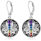 Talonior Mandala Chakra Earrings for Women 925 Sterling Silver Lotus Earrings Dangle 7 Chakra jewelry Yoga Gift for Women Flower Jewelry