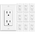 BESTTEN 10 Pack -15 Amp Decor Receptacle Outlet for Residential and Commerical Use, 15A/125V/1875W, Standard Electrical Wall 