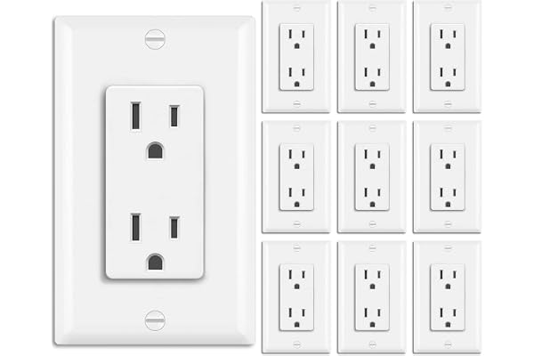 BESTTEN 10 Pack -15 Amp Decor Receptacle Outlet for Residential and Commerical Use, 15A/125V/1875W, Standard Electrical Wall