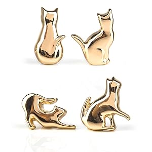 Set of 4 Kittens Cats Cabinet Knobs Bathroom Drawer Handle Kitchen Cupboard Metal Pulls Handles, Home Funiture D&eacute;cor (Gold)