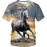 Lurhonp Men Women Horse 3D Printed Tshirts Animal Graphic Casual Crew Neck T-Shirts