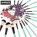 Adpartner 18pcs Makeup Brushes Set Eye Shadow Brush Kit Face Kabuki Make Up Cosmetic Brush Soft Bristles Green Plastic Handle Foundation Blush Concealer Beauty Tools - White Bristles