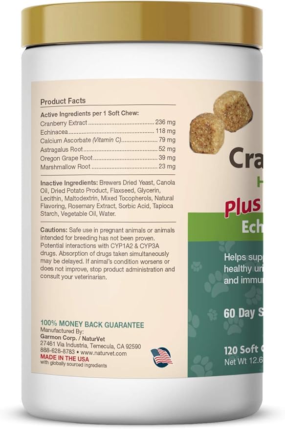 Naturvet Cranberry Relief 120 Count Soft Chew Jar With Echinacea For Dogs Amazon De Pet Supplies