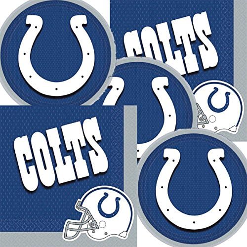 Indianapolis Colts NFL Football Team Logo Plates And Napkins Serves 16