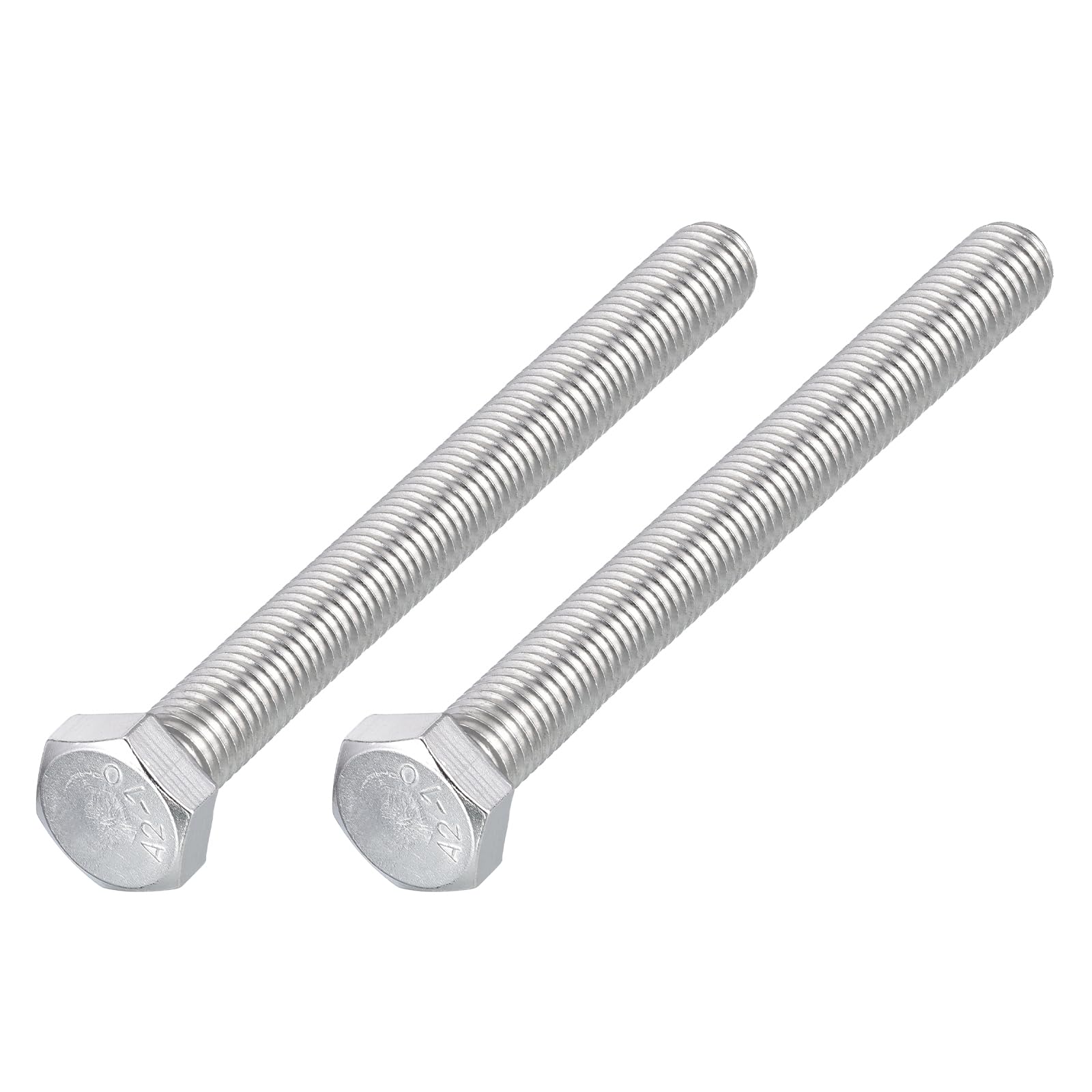 METALLIXITY Hex Bolts (M12-1.75x120mm) 2Pcs, 304 Stainless Steel Coarse Fully Threaded Hex Head Screw Bolt Machine Screws - for Furniture Repair, Silver