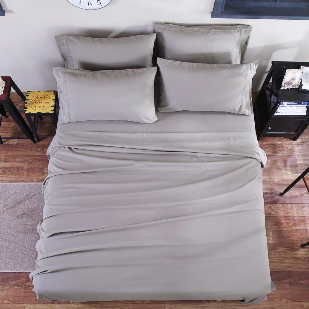 SONORO KATE Bed Sheets Set Sheets Microfiber Super Soft 1800 Thread Count Egyptian Sheets 16-Inch Deep Pocket Wrinkle Fade and Hypoallergenic - 6 Piece (King, Grey): Home & Kitchen