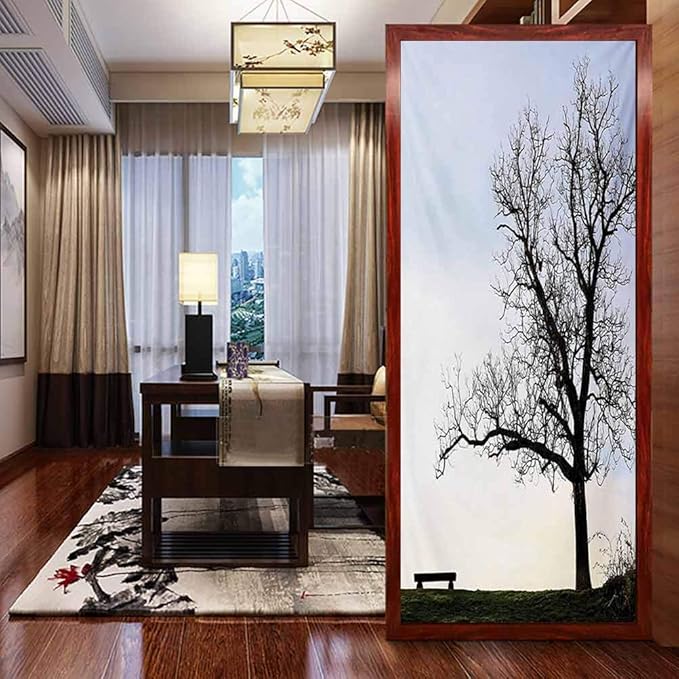 Película de privacidad para ventana, silueta de árbol de un banco y un