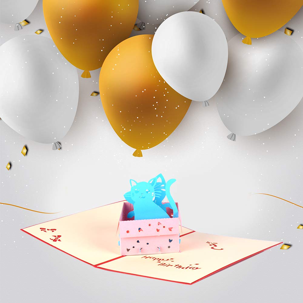 Racksoy 3D Geburtstagskarten 3 Stücke Pop Up Karten Katzenkarte| Geschenkkarte| Clown-Karte zum Kindergeburtstag- wünderbare Glückwünschkarte für Geburtstagsgrüße