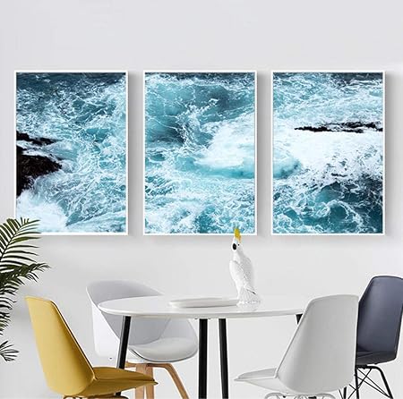 HPOP 1 Set Triptych Scenery Poster Landscape Canvas Painting Sea