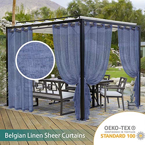 LORDTEX Burlap Linen Look Outdoor Curtains for Patio 2 Panels