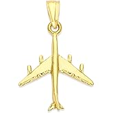 10k Real Solid Gold Airplane Pendant for Necklace, Pilot Jewelry Gifts for Flight Attendant