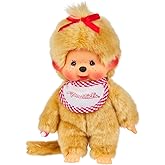 Monchhichi Sekiguchi Beige Girl with Bib - Red/White
