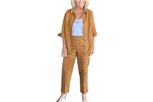LMDUDAN Womens 2 Piece Cotton Linen Beach Outfits Plus Size Button Down Blouses and Long Pants Suits Dressy Business Work Set