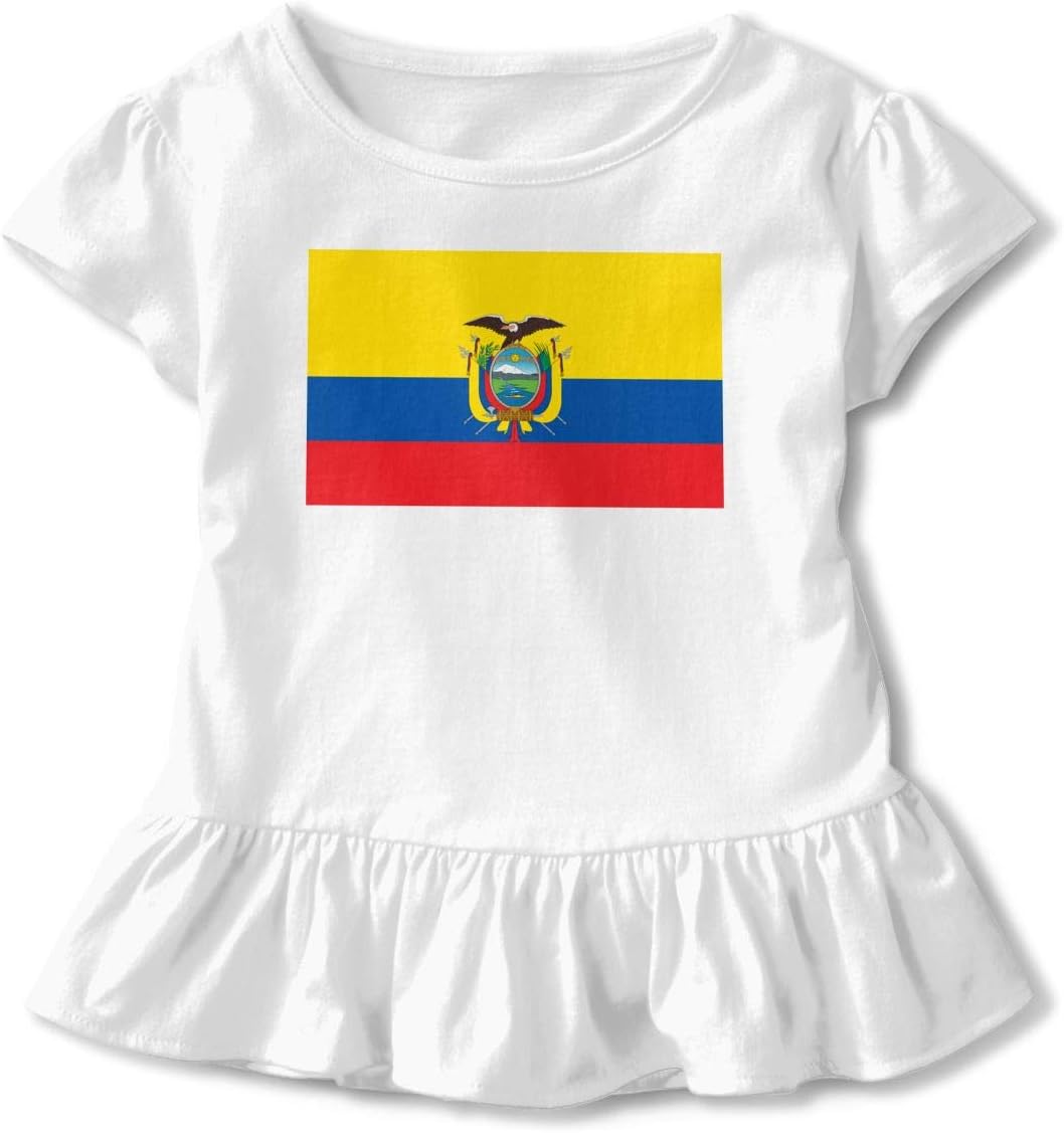 HYBDX9T Little Girls' Ecuadorian Flag Funny Short Sleeve Cotton T Shirts Basic Tops Tee Clothes