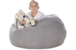 YuppieLife Stuffed Animals Bean Bag Chair Cover Candy-Colored Bean Bag（Just Cover, No Filling）/Extra Large Stuff 'n Sit Organization/Toy Storage Bag/Kids Toys Organizer（38'',Grey）