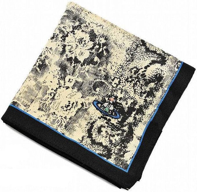 Amazon ヴィヴィアン ウエストウッド Vivienne Westwood メンズ ハンカチ 1枚 ブラック 黒 クリーム 白 オーブ フラワー ハンカチ 通販